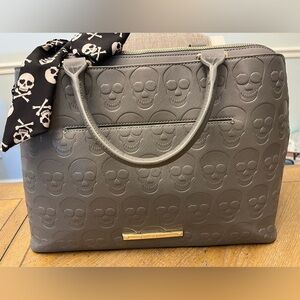 Gray Skull Embossed Handbag
